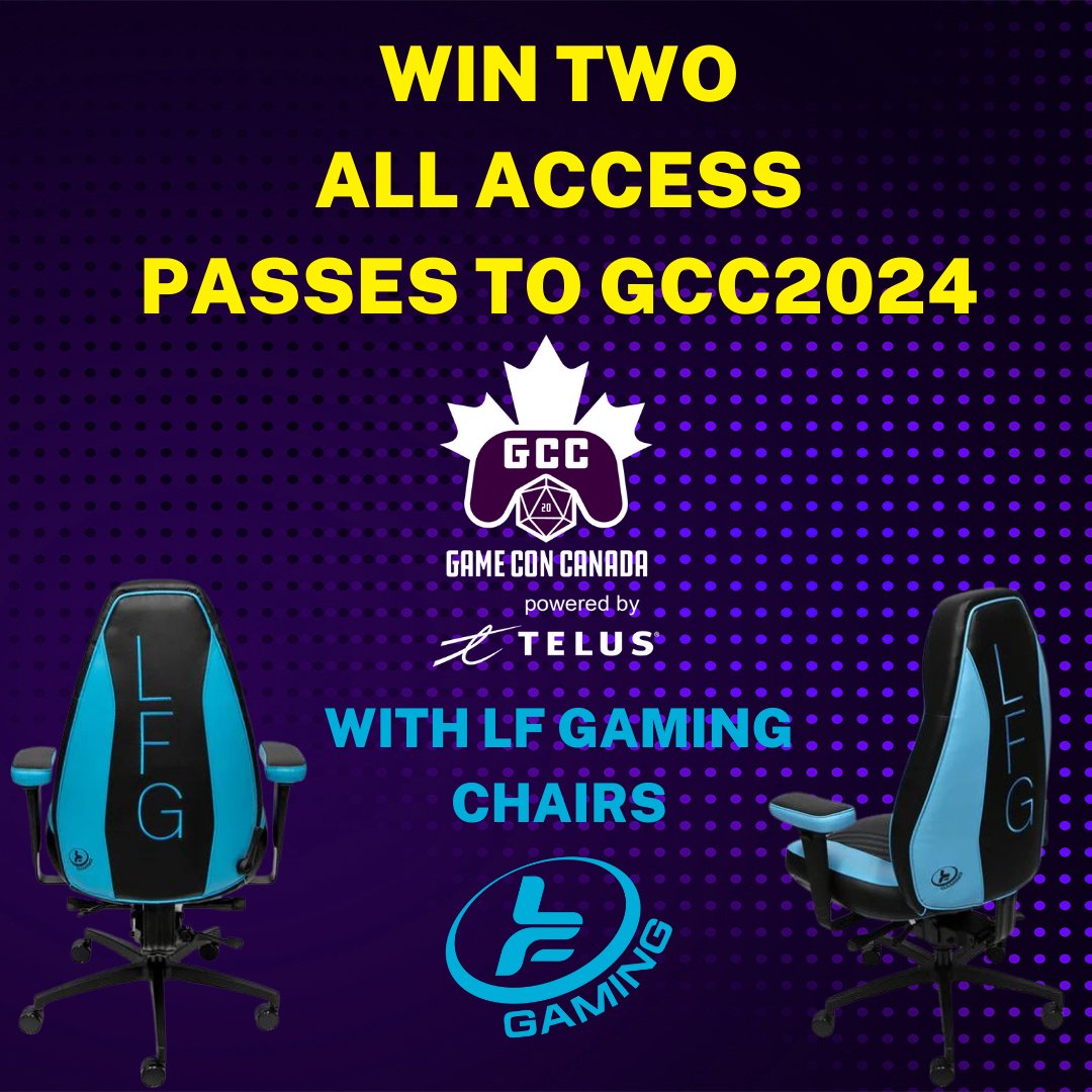 Win tickets to @gameconcanada 2024, the largest gaming Expo in Canada?
@LFGamingChairs is giving away 2 all access passes. To enter draw:

Follow @gameconcanada and @LFGamingChairs Comment with GIF (LF Gaming + Your name)

Draw closes 05/24/24
Winner announced on 05/25/24