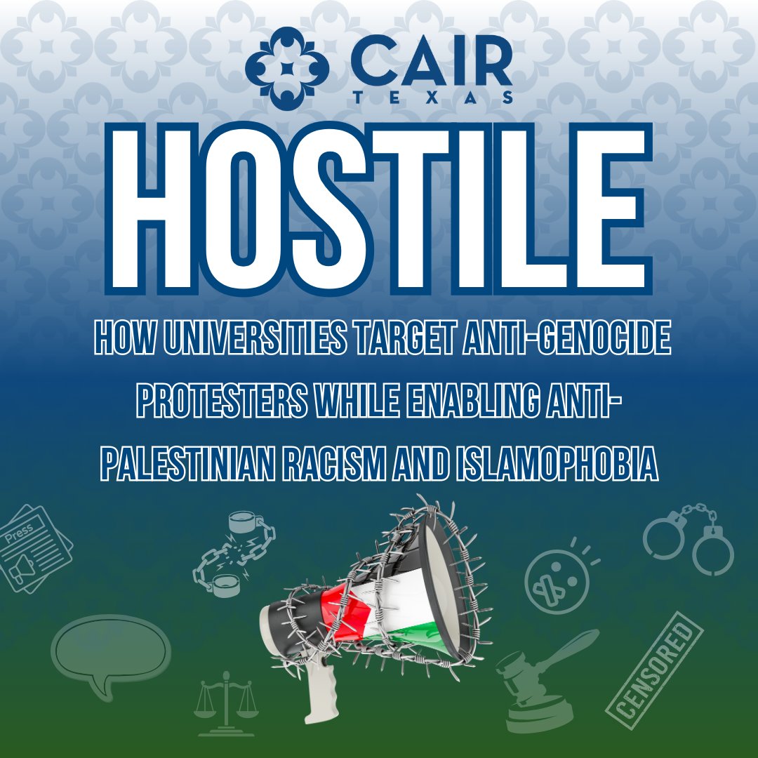 Check out our newest report from CAIR!  The report details the disturbing role of universities in targeting students protesting against the Israeli government’s ongoing genocide against Palestinians in Gaza.

Follow Link: islamophobia.org/special-report…