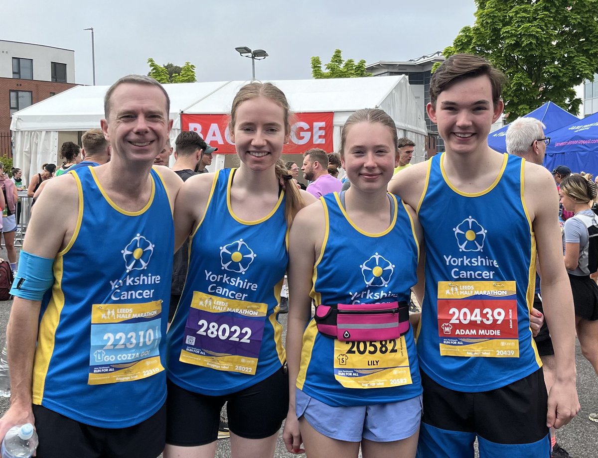 CorinPLP's tweet photo. On Sunday I ran the Leeds Half Marathon with my eldest daughter and her friends from York University. We raised over £1250 for @yorkshirecancer and soaked up the fabulous atmosphere.  Thank you to everyone who donated; there’s still time if you haven’t at https://t.co/Tv456ACBWO https://t.co/qtQWZBd5sk