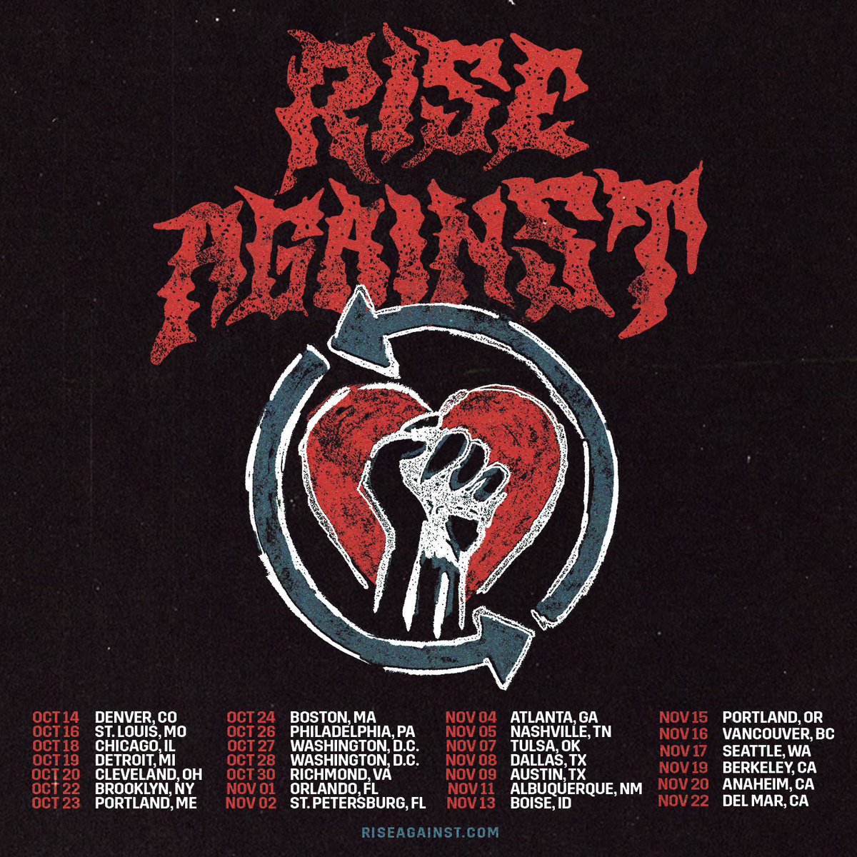 riseagainst's tweet image. We can’t wait to head out this fall with some old friends and new friends. Since we’ll be playing some venues we haven’t played in a while, we thought we’d dust off some songs we haven’t played in some time. Tickets go on sale this Friday at 10am local time.