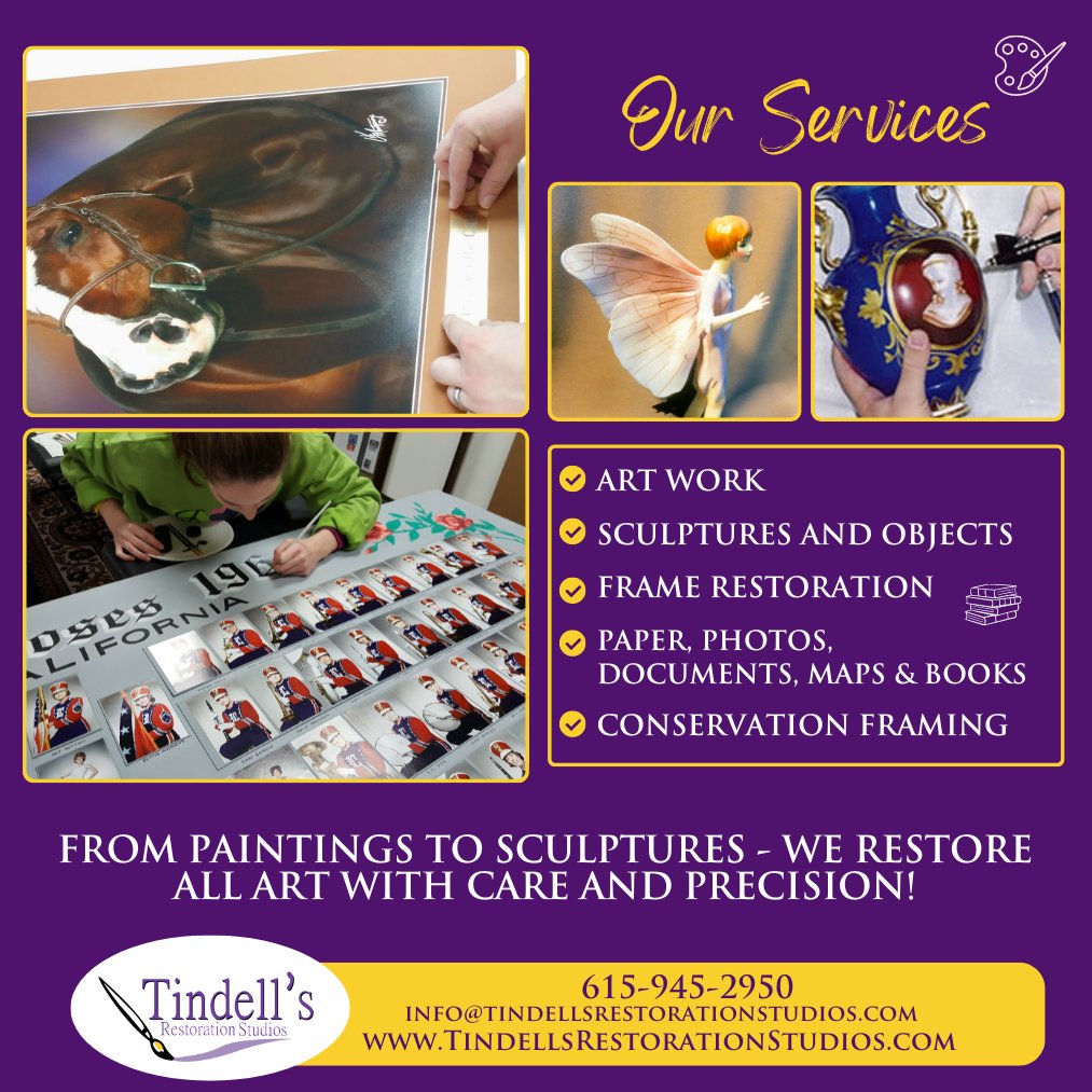 At Tindell's Restoration, we don't just restore art - we revive stories, memories &amp; priceless connections. From subtle textures to dynamic forms, our team approaches every piece with the utmost care &amp; precision 

#Art #Restoration #Paintings #Sculptures 

bit.ly/3PyCt7K