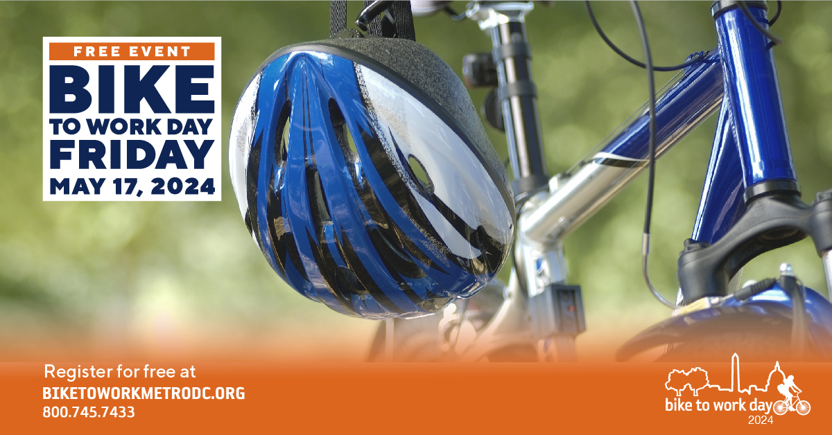 Strap on your helmet and get ready to ride for Bike to Work Day 2024! Enjoy free food, beverages, and giveaways at 100+ pit stops, while supplies last, on Friday, May 17. Don’t forget to sign up for free today at biketoworkmetrodc.org. #BTWD2024