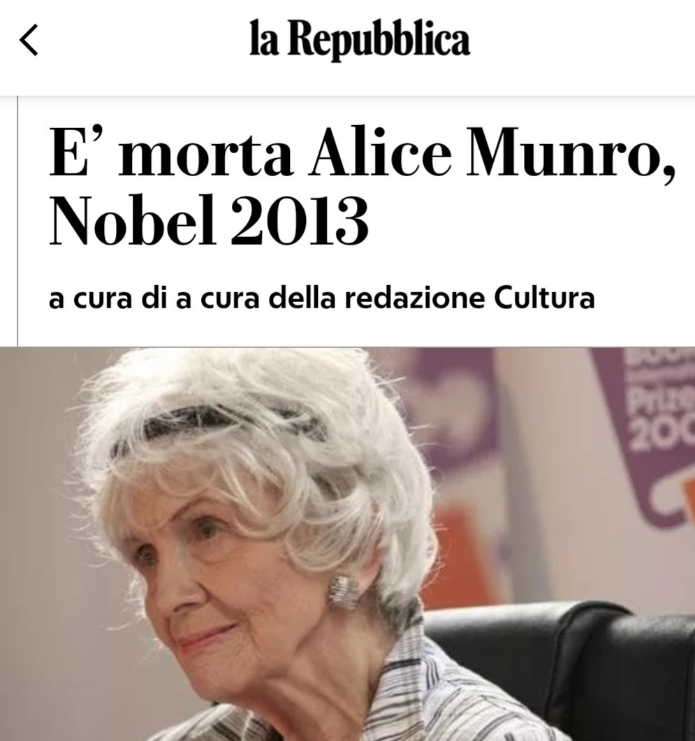 Ciao Alice, che la terra ti sia lieve. RIP #AliceMunro