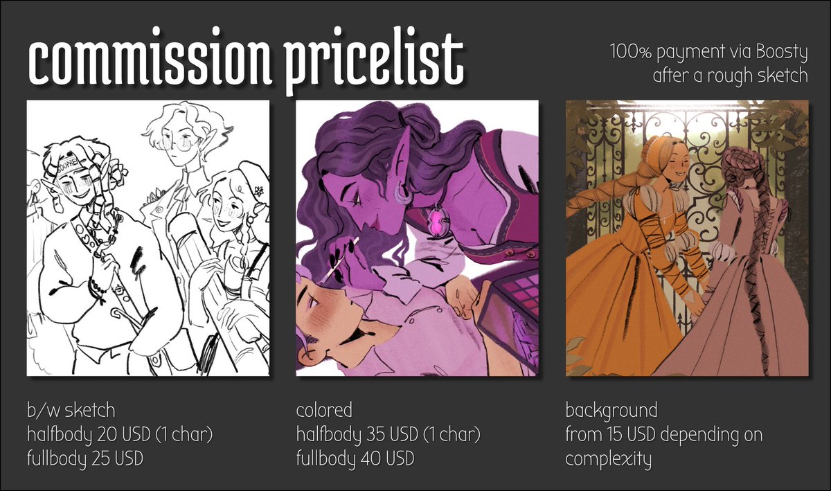 ✦ commissions open! ✦ to get a drawing, dm or send an email at reginaldmer/@ yandex .ru ✦ OR fill out the waitlist form below and I'll contact you when I have a free slot
