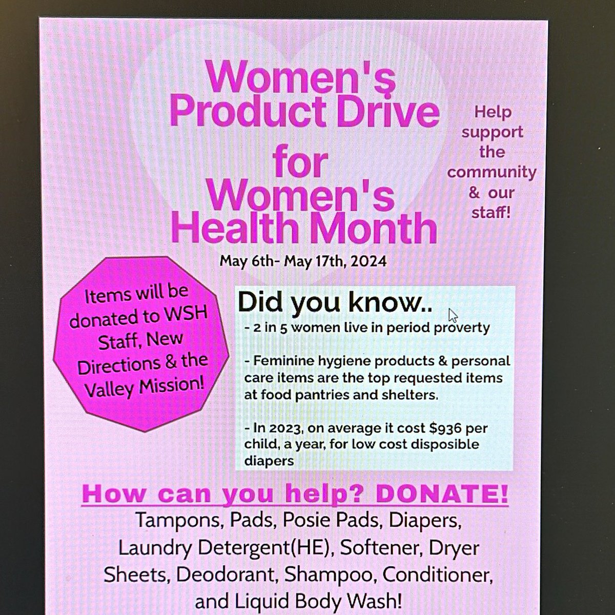 Don’t forget to donate to your local food bank or shelter for women’s health month! #womanshealthcare #transhealthcare