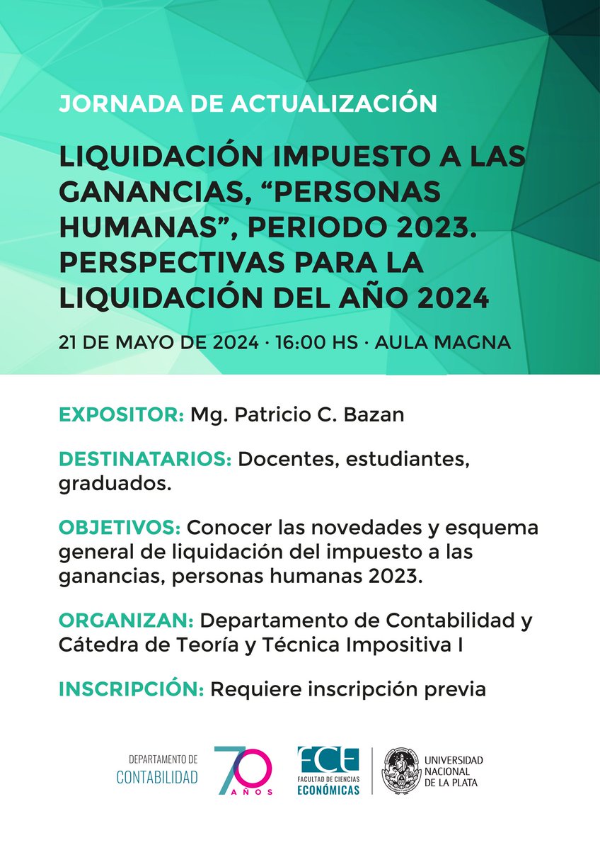 depcont_fceunlp's tweet photo. 📣Jornada de Actualización: 𝑳𝒊𝒒𝒖𝒊𝒅𝒂𝒄𝒊ó𝒏 𝑰𝒎𝒑𝒖𝒆𝒔𝒕𝒐 𝒂 𝒍𝒂𝒔 𝑮𝒂𝒏𝒂𝒏𝒄𝒊𝒂𝒔, “𝒑𝒆𝒓𝒔𝒐𝒏𝒂𝒔 𝒉𝒖𝒎𝒂𝒏𝒂𝒔”𝒑𝒆𝒓𝒊𝒐𝒅𝒐 𝟐𝟎𝟐𝟑. 𝑷𝒆𝒓𝒔𝒑𝒆𝒄𝒕𝒊𝒗𝒂𝒔 𝒑𝒂𝒓𝒂 𝒍𝒂 𝒍𝒊𝒒𝒖𝒊𝒅𝒂𝒄𝒊ó𝒏 𝒅𝒆𝒍 𝒂ñ𝒐 𝟐𝟎𝟐𝟒. 
🗓El 21/5 las 16:00 en el Aula Magna FCE https://t.co/44AuCQnGGS