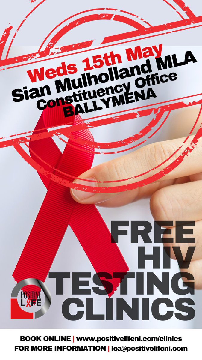 It’s really important to break down the stigma of HIV and testing so tomorrow I am welcoming @PositiveTalkNI @PositiveLife_NI into my office to hold free and discreet HIV testing.