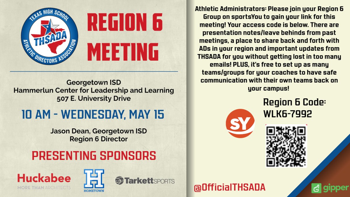 FINAL REMINDER: Our next Region 6 Meeting is tomorrow, for our membership throughout the Greater Austin area as well as Central Texas -- extending from Magnolia Market (bring cupcakes) to Aggieland.