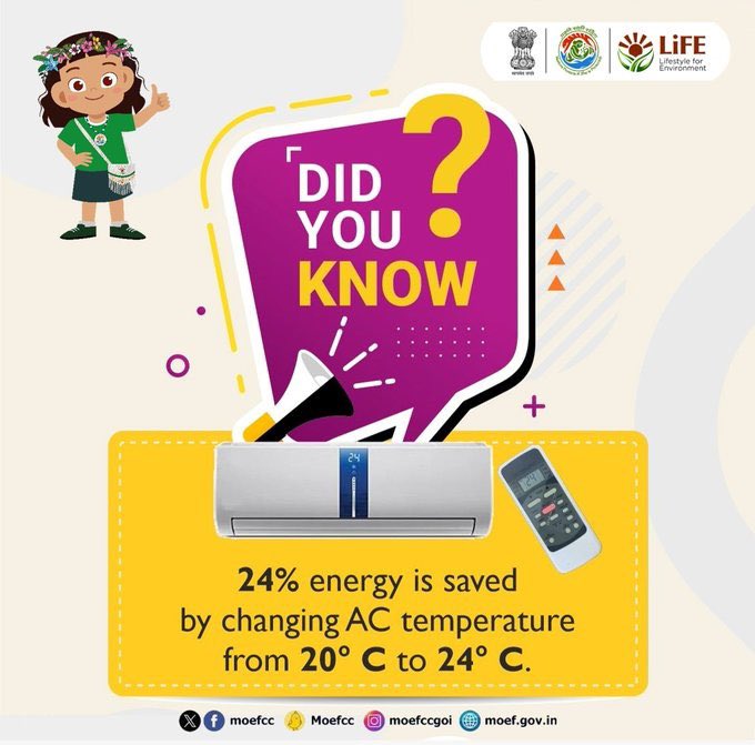 Did you know that even a small change in your AC setting can make a big difference in energy consumption? ⚡ #ChooseLiFE #MissionLiFE