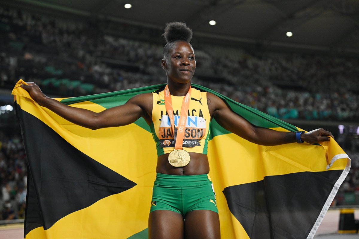 Shericka Jackson will make her 200m season opener at the Rabat Diamond League (May 19) 🔥 The double world 200m champion currently holds three out of the four fastest times in history (21.41, 21.45 & 21.48) 🇯🇲 The current world record (21.34) is still held by Florence Griffith