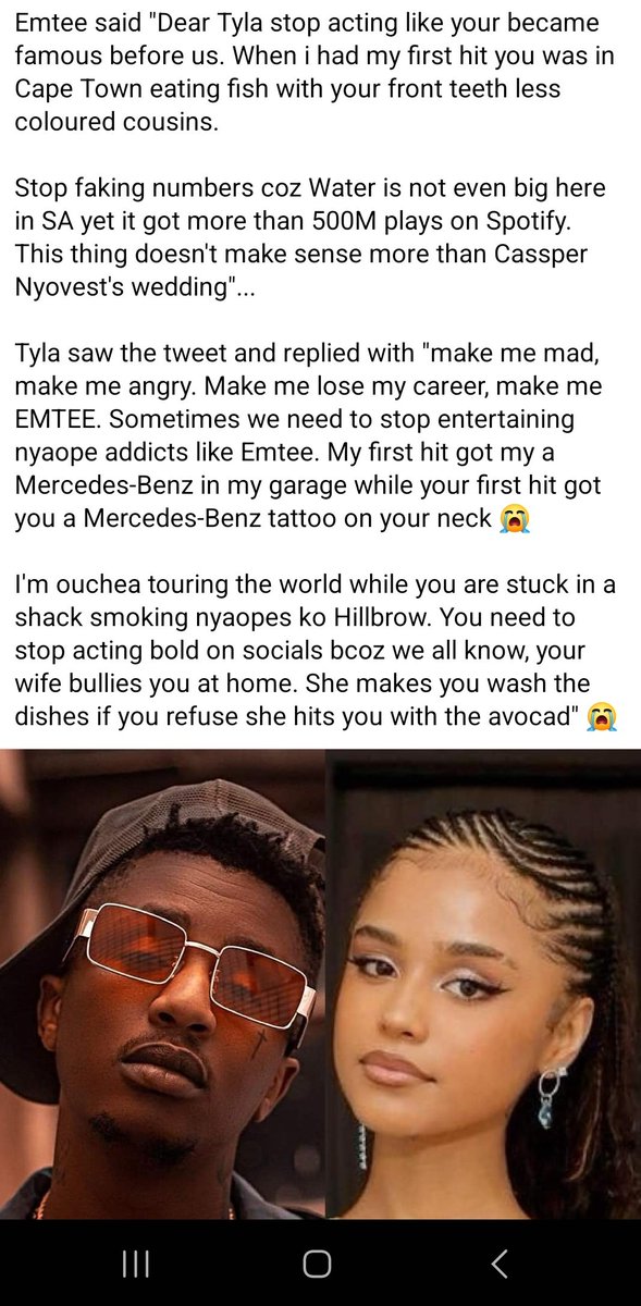 SHAMANSHAMAN369's tweet photo. Tyla really cooked Emtee here...😭😭😭 https://t.co/u0b8A6U6v2