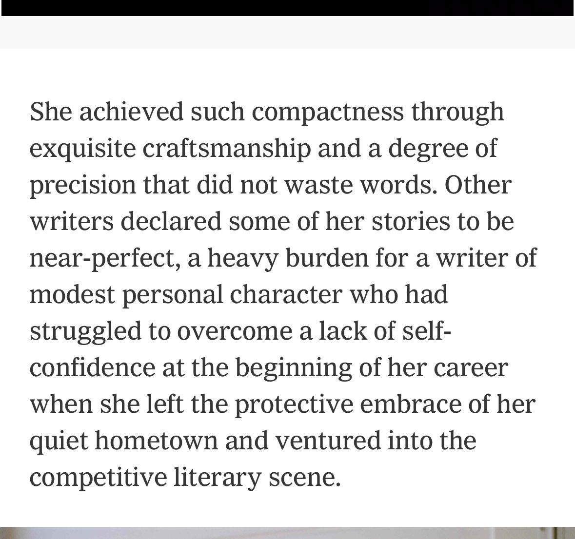 The NYT obit of Alice Munro is a useful reminder that insecurity claws at the heart of most writers.
