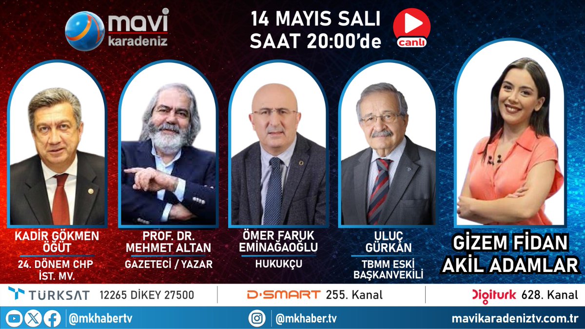 #CANLIYAYIN🔴 Gizem Fidan (@gizemfidanhaber) ile Akil Adamlar saat 20.00’de @mkhabertv ekranlarında! 📌“KAVALA”DA YUMUŞAMA MI; “KOBANİ”DE İSE NE OLACAK? 📌KILIÇDAROĞLU YENİ PARTİ Mİ KURACAK? 📌ERDOĞAN “SON DÖNEMİNDE” GERÇEKTEN YUMUŞAYACAK MI? @ogut_gokmen @MehmetAltanFan