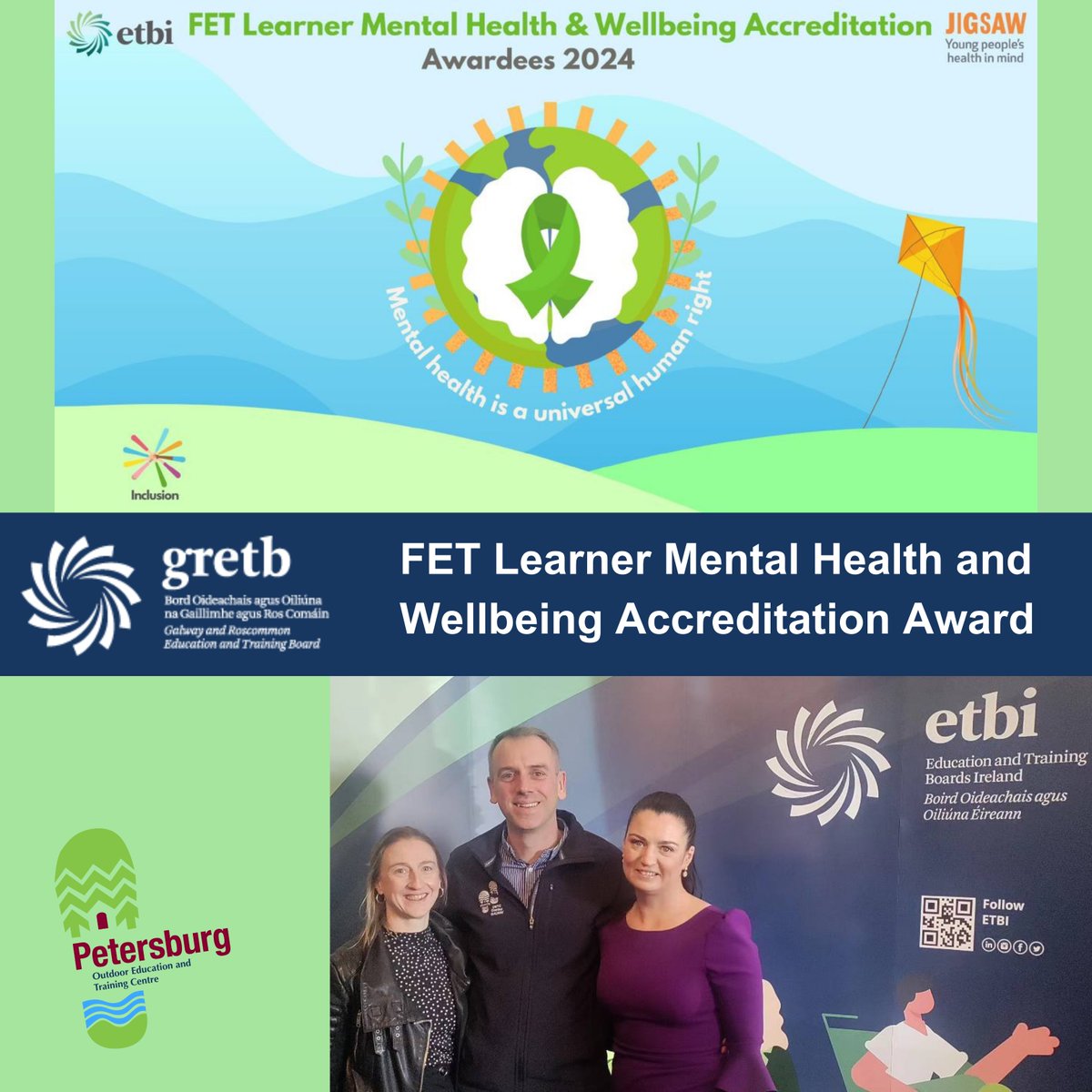 We are delighted to announce that @PetersburgOETC have obtained accreditation for their Women's Wellbeing in the Workplace programme. It has been awarded Level 1 accreditation for learner mental health and wellbeing. Congratulations to all involved! @ETBIreland @JigsawYMH