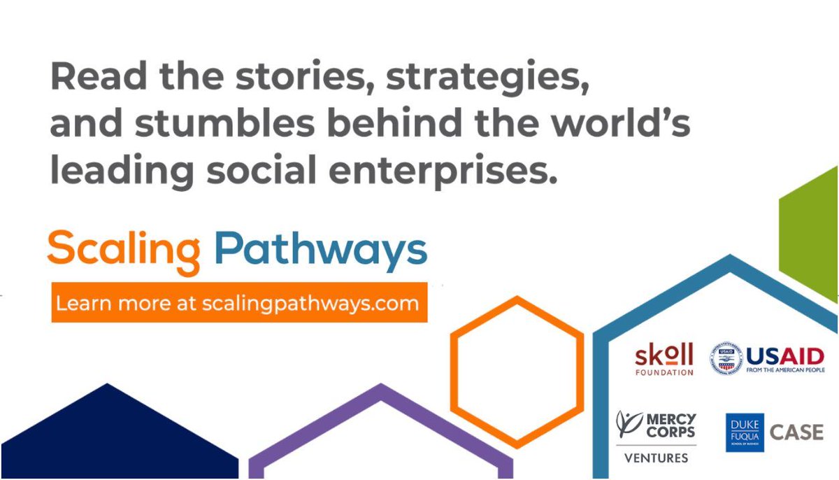 You survived the valley of death. Now what? Fuel your #socent scaling journey with advice and tactics from the world’s leading social enterprises. scalingpathways.com - a collaboration between @CASEatDuke, @SkollFoundation @GlobalDevLab @MCSocialVenture #impinv #socent