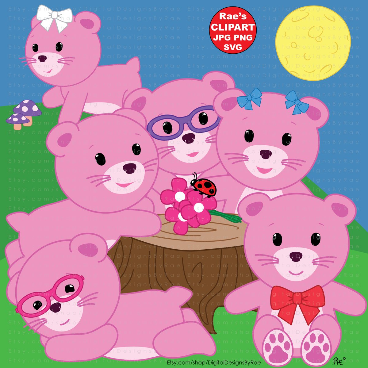 Rae_didit's tweet image. Pink teddies for your designs! digitaldesignsbyrae.etsy.com/listing/535979… #teddybearsinglasses #pinkbears #overthemoon #ladybug #ribbonsbows #clipart #Etsy