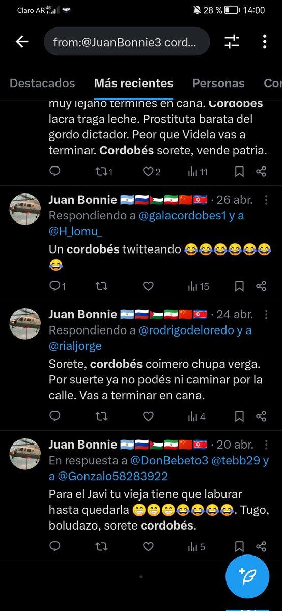 Me comentan por kukaracha que la jermu de Juan se enfiestó con un grupo de cordobeses