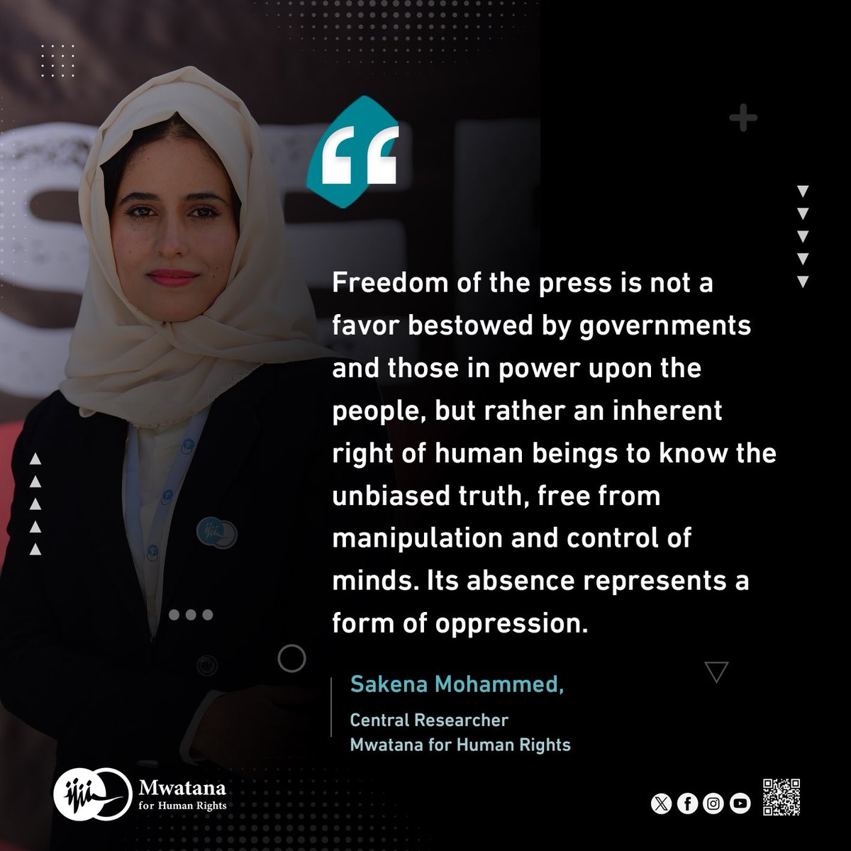 'Freedom of the #press is not a favor bestowed by governments and those in power upon the people, but rather an inherent #right of human beings to know the unbiased #truth, free from manipulation and control of minds. Its absence represents a form of #oppression.'