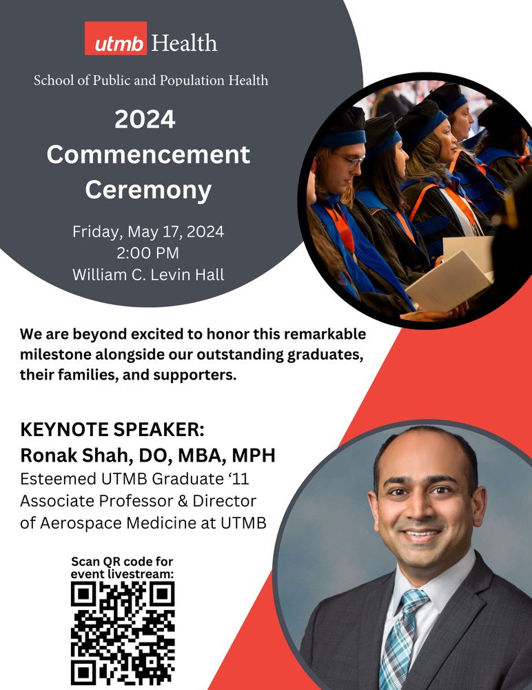 Our joint Commencement Ceremony with @UTMBGSBS is this Friday, 5/17, at 2:00 PM. We hope to see you there as we celebrate this milestone with our graduates!