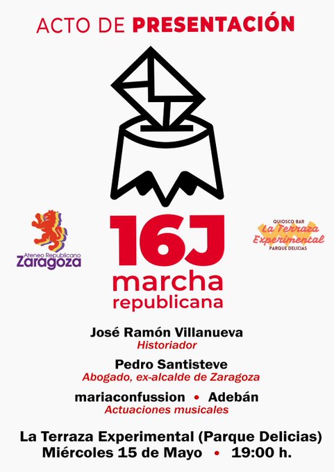 Mañana tenemos una cita. Nos invitan a la presentación de la marcha republicana a Madrid que se celebrará el 16 de Junio. Os esperamos