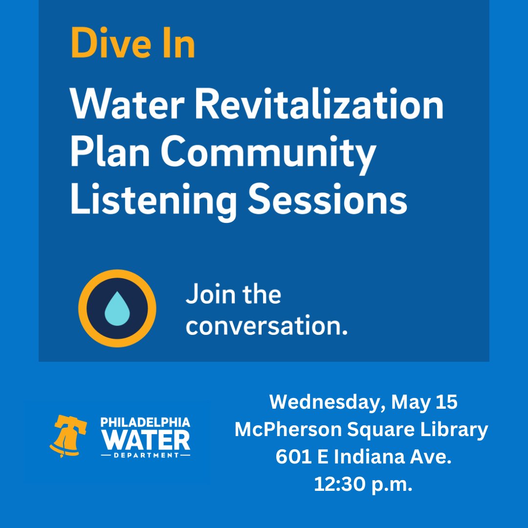 We have one more Community Listening Session tomorrow afternoon. If you are curious about our 25-year Water Revitalization Plan, join us as we discuss plans to strengthen the City’s drinking water infrastructure by making improvements that will benefit neighborhoods in the future