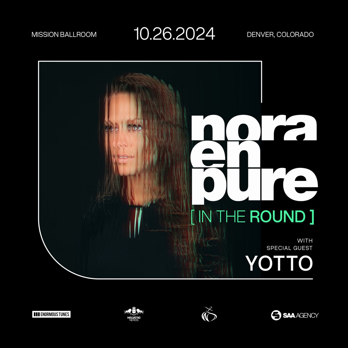 🎶 SHOW ALERT 🎶 Party Guru Productions welcomes you to join us for Nora En Pure: In The Round with Yotto on Saturday, October 26 at Mission Ballroom ! Presale: Wednesday, May 15 from 10a MT – Thursday, May 16 at 10p MT Presale Password: MEMORIES