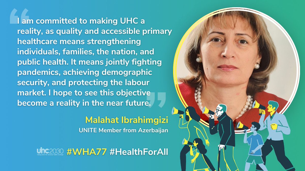 Strong and engaged individuals and families are necessary for a strong national health system and good public health.

Thank you @MalahatIbrahim1 for your commitment to making #UniversalHealthCoverage a reality. #WHA77