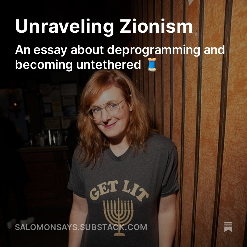 Hi, I started a substack! My first post is a personal essay about deprogramming from Zionism and some questions for the Jewish diaspora world.  

I would love it if you subscribed. I’ll send you something on Tuesdays. I’m working on overcoming my perfectionism / procrastination