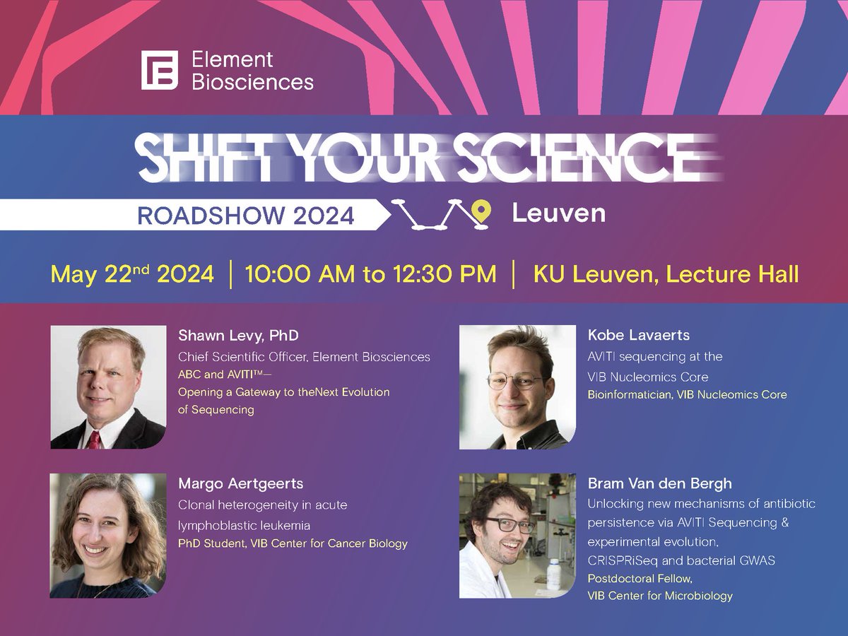 📍Element Biosciences is coming to Leuven! Join us on May 22 to discover new products that enhance library prep efficiency & transform AVITI™ into a fully integrated biology system. 🌟 Register today: bit.ly/3US7RSZ @VIBNucleomics @VIBTechWatch @VIBtechnologies