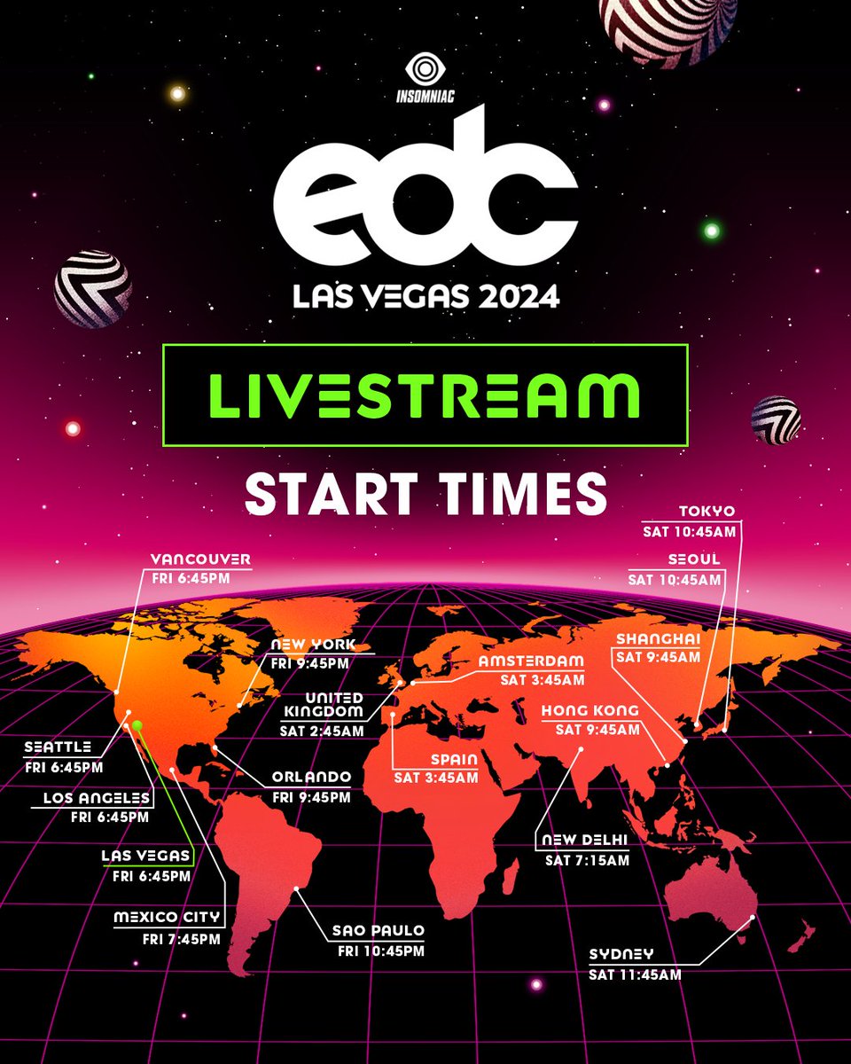 Experience the Electric Sky from anywhere in the world with the official #EDCLV2024 Livestream! 🎥💫 Don't miss a moment, no matter where you're tuning in from on tv.insomniac.com