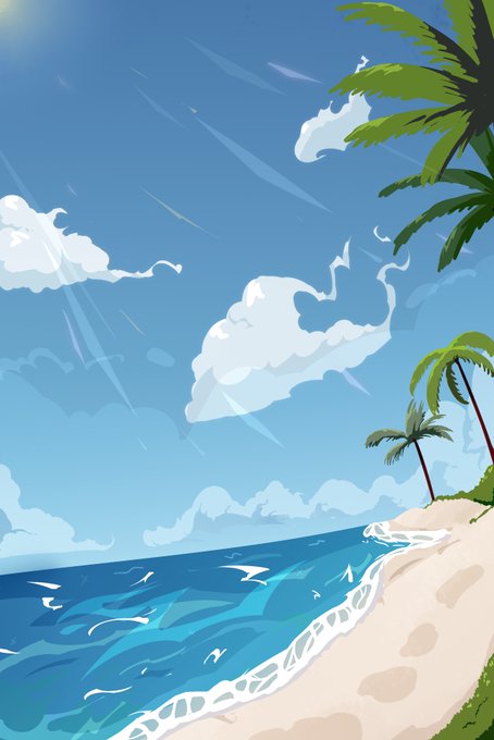 「beach palm tree」 illustration images(Latest)