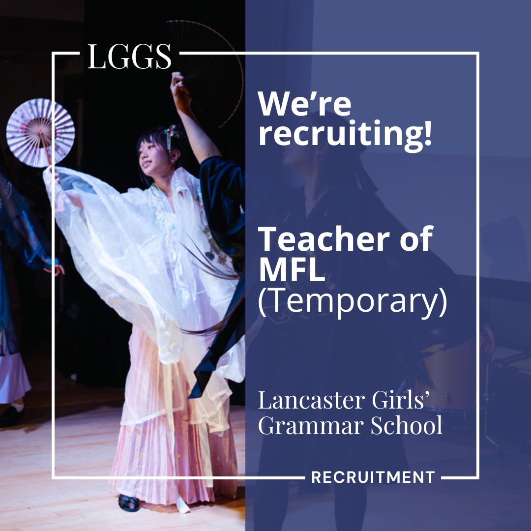 LGGS is recruiting a Teacher of MFL (Temporary). For further information and our application pack, please follow this link to our website: lggs.org.uk/staff-vacancie… Application forms must be submitted via email to applications@lggs.lancs.sch.uk by 9.00am on 22/05/2024.