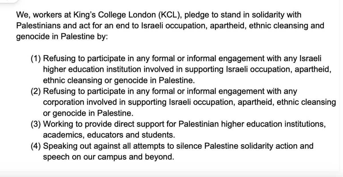 BREAKING: over 200 academics at @KingsCollegeLon pledge to boycott Israeli universities and complicit corporations. In genocide, there is no neutrality - you are either with or speak out against it. Enough silence, KCL! We demand action NOW! #KCLDivestNow #KCLendComplicity