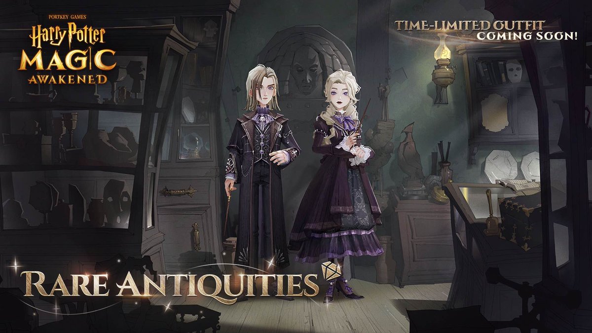 An all-new Mystery Wheel, including the elegant 'Rare Antiquities' outfit is coming soon! Which outfit that you own is currently your favourite? #HarryPotter #MagicAwakened