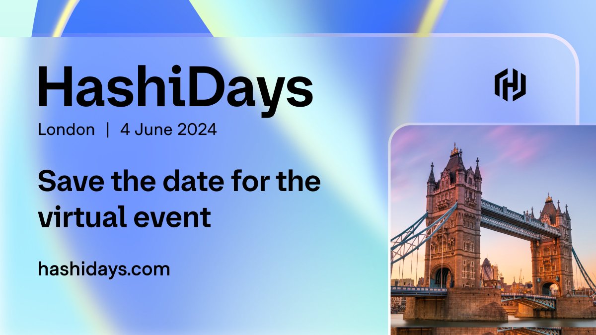 #HashiDays is only a few weeks away! If you can't make it in person, save the date for the live stream of the keynote in London: hashi.co/3UFyPfk
