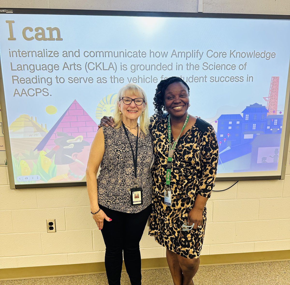 Ms. Hardy and Ms. Parker, Reading Teacher, facilitated an informational and engaging PD to pave the way for CKLA at Pershing Hill Elementary. We are excited for the new Reading program! #AACPSAwesome #Belonggrowsucceed #MeadeStrong