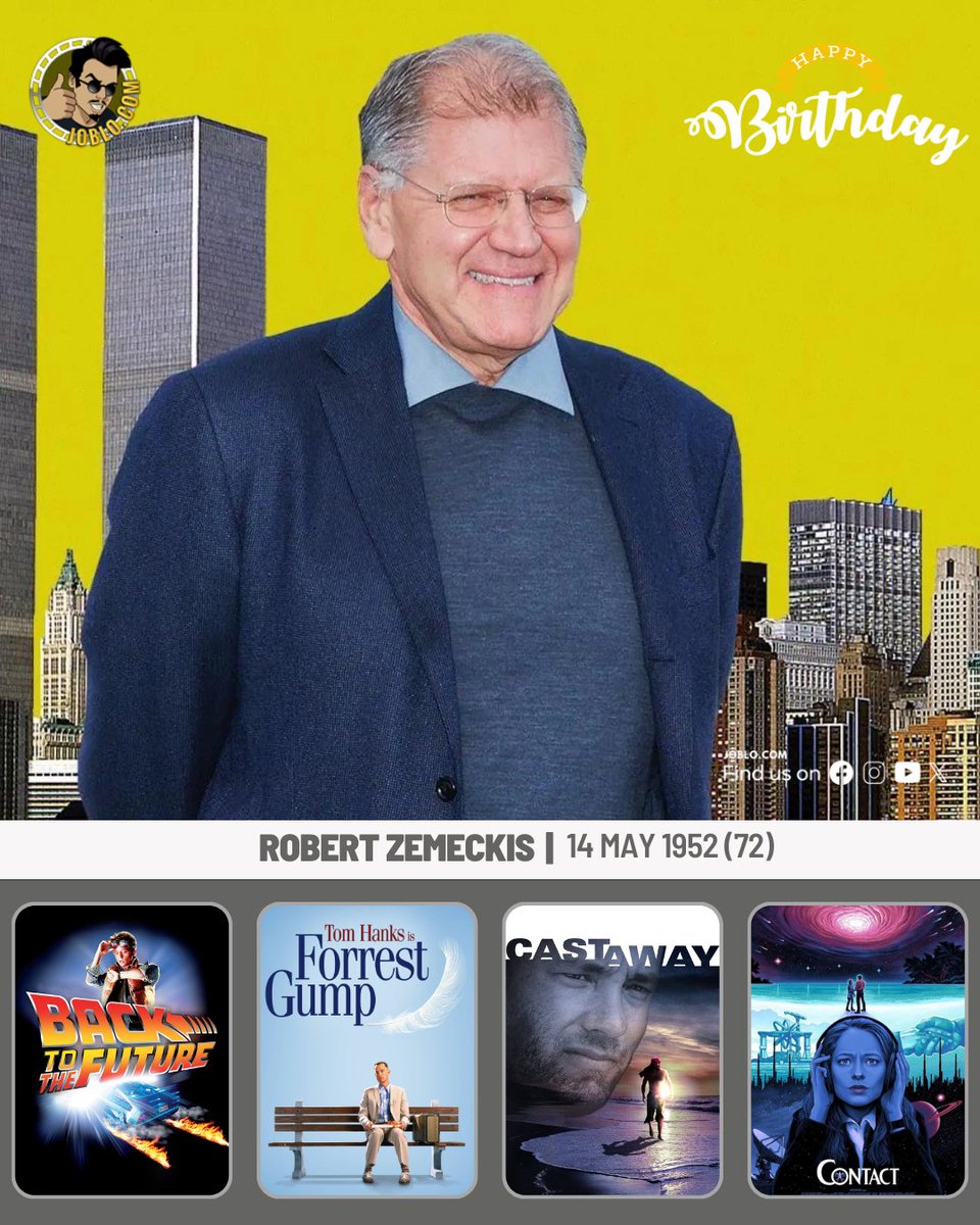 Happy Birthday to Robert Zemeckis, who turns 72 today!🎂 #JoBloMovies #JoBloMovieNetwork #RobertZemeckis #BackToTheFuture #ForrestGump #CastAway #Contact
