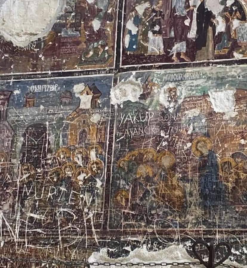 Yaklaşık 1600 yıllık olan Trabzon'daki Sümela Manastırı'nda bulunan tasvirlerin son hali: