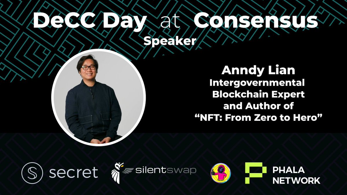 We are proud to welcome @anndylian as a speaker at #DeCCDay at #Consensus2024! Anndy is extremely knowledgeable in the #web3 space as an intergovernmental blockchain advisor and the published author of NFT: From Zero to Hero! Register now 👇 lu.ma/14sm2jm2