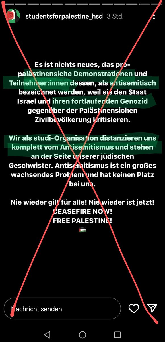 Die Forderung 'Keine judenfeindlichen Terrorcamps an Universitäten' wird als Gegensatz zu ihrem Aufmarsch verstanden.

Obwohl doch alle angeblich keine #Judenhasser:Innen sind, sondern nur den Staat @IsraelinGermany kritisieren.

Ob es stimmt?