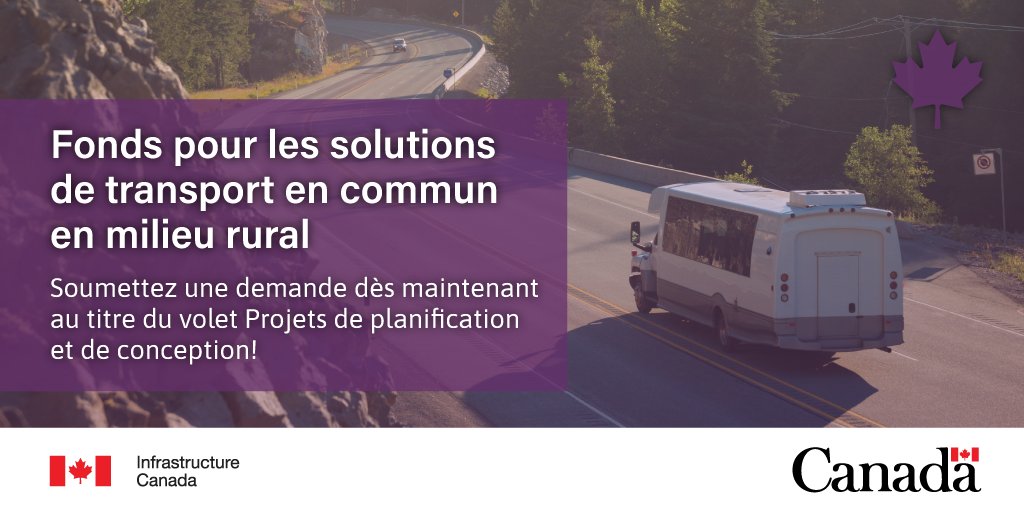 #SVQ : Les demandeurs admissibles peuvent recevoir une subvention maximale de 50 000 $ dans le cadre du volet Projets de planification et de conception du Fonds pour les solutions de transport en commun en milieu rural. Nous acceptons les demandes! Info : infrastructure.gc.ca/rural-trans-ru…