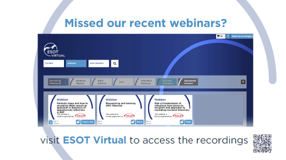 Thank you to all our amazing speakers & participants for an insightful webinar & great Q&A discussion! 🙏 @CameraLigia @CucchiariD @BondGregor #ESOTeducation ⤵️ Missed the previous sessions on infectious diseases? Watch the recordings on ESOT virtual! 💻