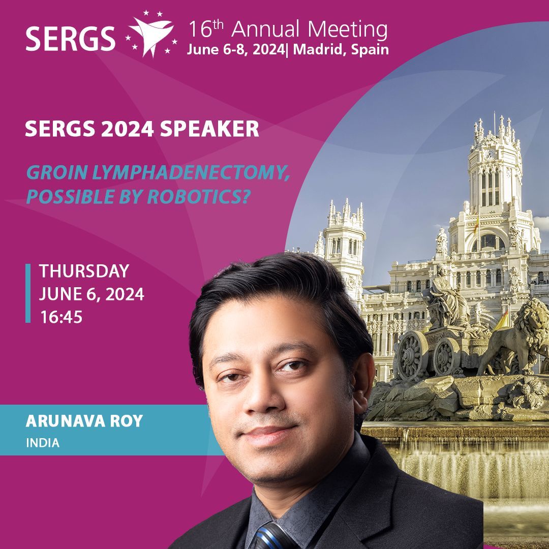 Robotic surgery for groin lymphadenectomy? Arunava Roy 🇮🇳 will tell us! We’re proud to welcome him to the podium at #SERGS2024. See you there! #roboticsurgery