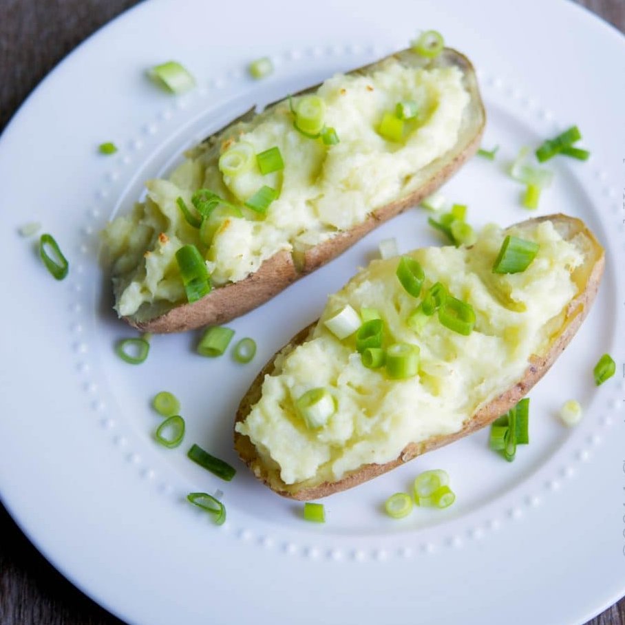 Wasabi Cheddar Twice Baked Potatoes RECIPE--> carriesexperimentalkitchen.com/wasabi-cheddar…