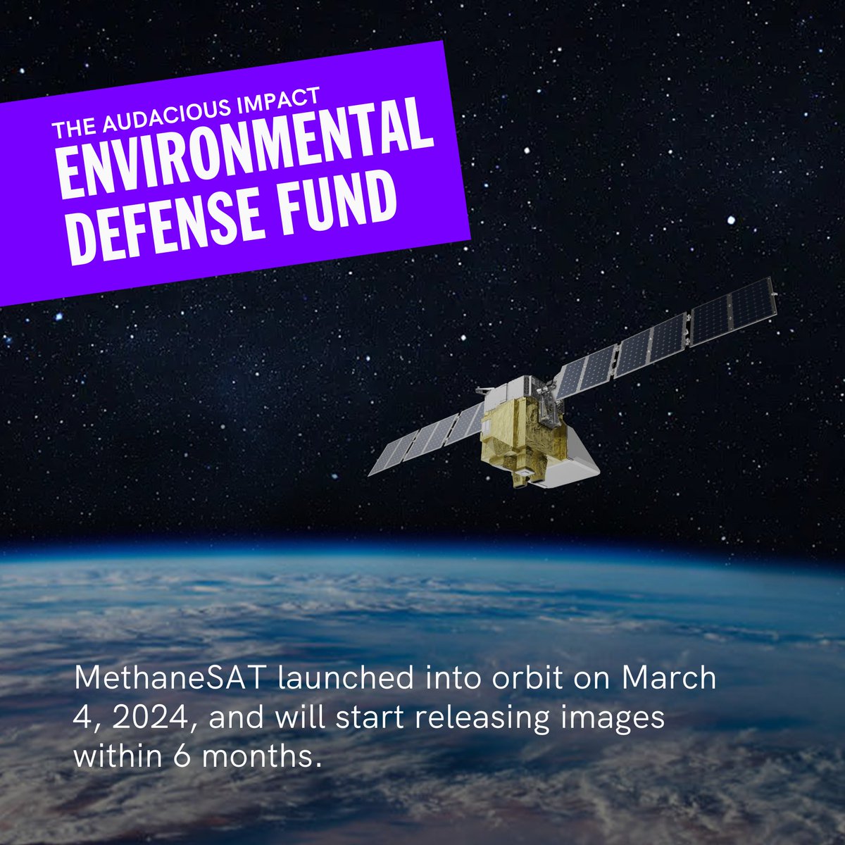 TheAudaciousPrj's tweet image. When @EnvDefenseFund stood on the TED stage six years ago, they shared their Audacious Project of launching MethaneSAT into orbit.

On March 4, 2024, MethaneSAT launched into orbit and will start releasing images within 6 months.

#AudaciousProject