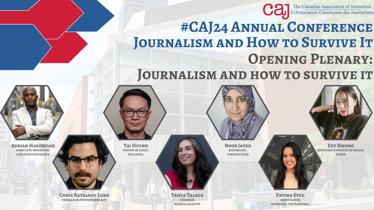 Sometimes everything can feel…broken. The #CAJ24 opening plenary will focus on finding a way through the darkness. @CarAdrianH @taimhuynh @njaved @evystadium @tanyatalaga Chris Katsarov Luna will discuss not just how to survive, but thrive. Moderated by @fatimabsyed