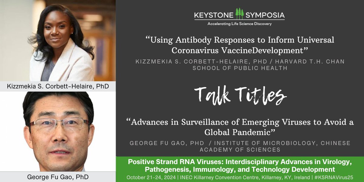 Join us this autumn in Killarney, Ireland for Positive Strand RNA Viruses. Secure your spot now at hubs.la/Q02q-rXl0 to hear from experts such as @KizzyPhD, George Fu Gao, and many more. #KSRNAVirus25 @kizzyphd_lab @harvardiid @virologyharvard @massCPR @hhminews @niaidnews