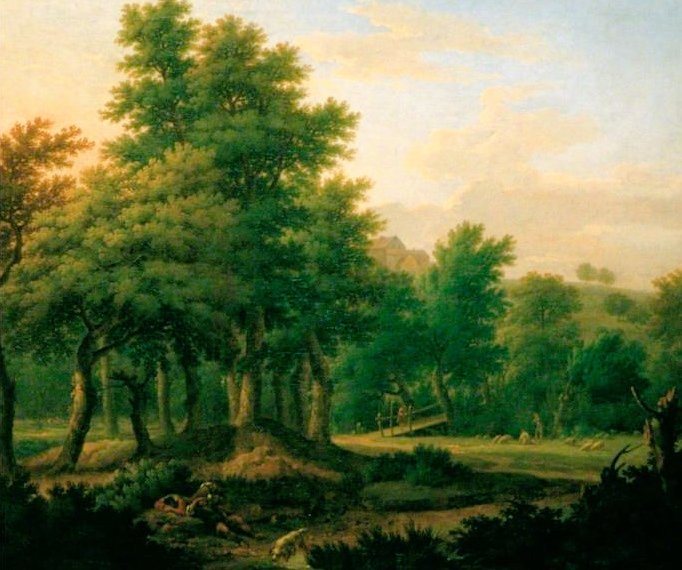 “There is a serene and settled majesty to woodland scenery that enters into the soul and delights and elevates it, and fills it with noble inclinations.” 
   ~ Washington Irving

 Forest Landscape • Evening
  🎨 George Lambert (1745)