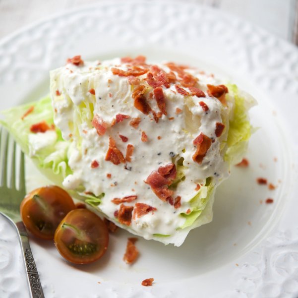 Wedge Salad with homemade Parmesan Peppercorn Buttermilk Dressing RECIPE--> carriesexperimentalkitchen.com/wedge-salad-wi…