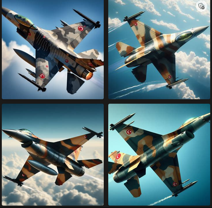 Copilot'un (Microsoft) çizdiği Türk F-16 resimleri. Daha çok ekmek yemesi lazım.